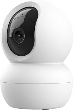 Trust IPCAM-2800 Telecamera Wifi Interno 360° con Visione Notturna, Sirena e Microfono Integrati, Rilevamento Umano, Videocamera Sorveglianza con App, Casa Intelligente, Bianco