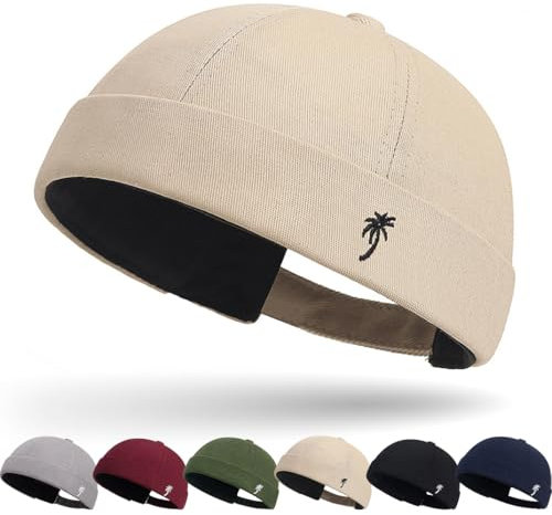 DURINM Cotone Cappellino da Portuale Uomo Retro Docker-cap Berretto Docker da Motociclista Cappello Retro Hat Cappello Senza Visiera Berretto da Portuale Uomo Donna Regolabile