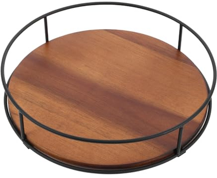 Gatuida Bandeja Giratoria para Especias De Madera De Acacia 9 Pulgadas Organizador Redondo Adecuado para Cocina y Comedor Plato Giratorio Funcional Decoración Natural
