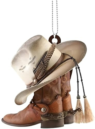 Auto Hängezubehör, Cowboy Hut Auto Dekoration Anhänger Schlüsselanhänger Dekorationen Rückspiegel Zubehör, Innenausstattung
