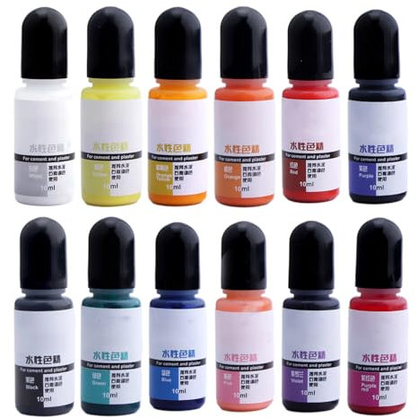Maxtonser Pigmento de yeso soluble en agua de cemento de 12 colores para aditivo creativo para baldosas de suelo, pavimento