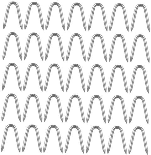 TOPBATHY Lot De 140 Clous De Jardinage En U Pinces Pour Clôture Matériel De Clôture Attaches À Agrafes Clous Pour Clôture En Fil Métallique Vis De Fixation Pour Filet De Clôture Fer
