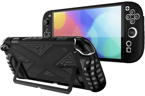 Protective Case Dockable for Switch 2 DOBEWINGDELOU TPU Protector Case Cover Skin Accessories for Game Handheld 2025 Shockproof Non-Slip Anti-Collision Black