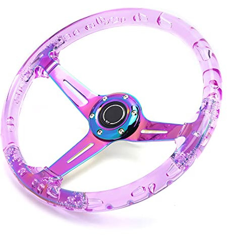 14in Auto Stee Wheel Horn -Taste Zubehör Modifikation für ATV Kart Utvwhite Besser und Sie Bette Car Stee Whee Whee Wheelacrylic Wheelauto (Blau und Lila)