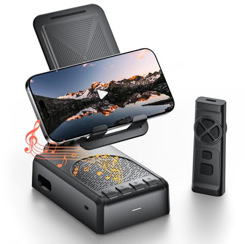 Cell Phone Stand with Bluetooth Speaker and Remote Control(Video Control/Camera Control),Portable Bluetooth Speaker for Home and Outdoors,All Day Playtime,Compatible with iOS/Android,Birthday Gift
