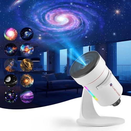 Proiettore di galassie Trsaow, lente per proiettore di stelle, 10 scenari realistici di nebulose, luci per stanze, luce notturna a 7 colori sfumati con manopola regolabile e timer