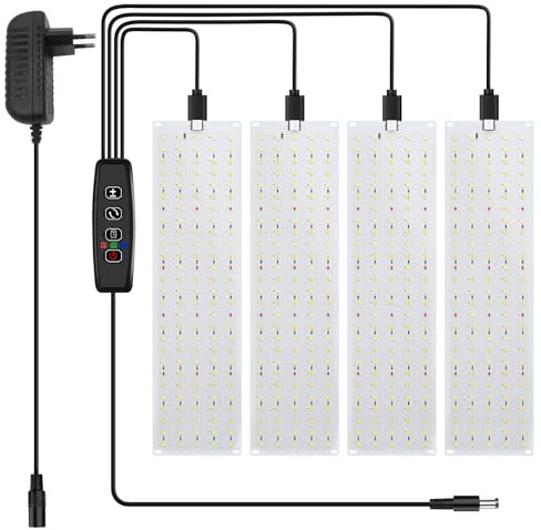 Pflanzenlampe LED Vollspektrum, 4 Stück Grow Light mit 540 LEDs und Zeitschaltuhr 3 Modi 10 Helligkeiten Pflanzenlicht Grow Lampe für Zimmerpflanzen und Setzlinge Pflanzenlampen Indoor