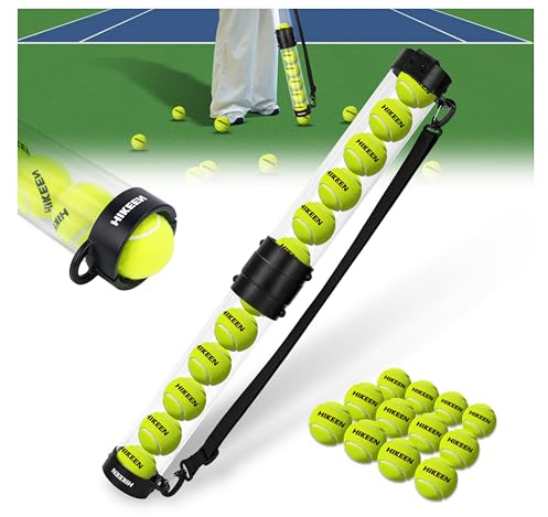 BOOSTEADY Raccoglitore Palline da Tennis Pratico con 12 Palline, Tubo Raccolta Rapida & Facile Riposo con Cinturino Regolabile