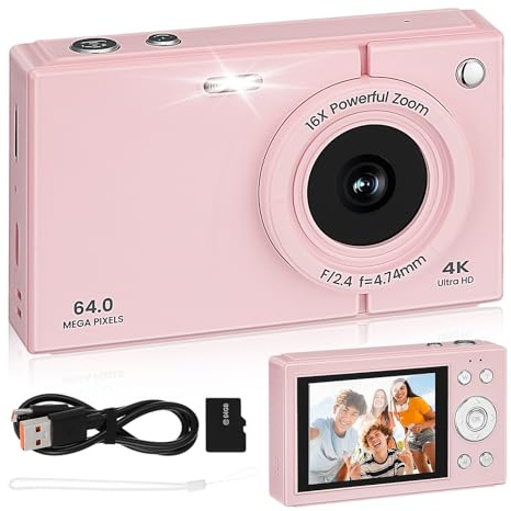 iplusmile 64gb Fotocamera Digitale Retrò con Schermo Scheda da Zoom Anti-vibrazione e HD per Scatti Interni ed Esterni e Condivisione Wireless