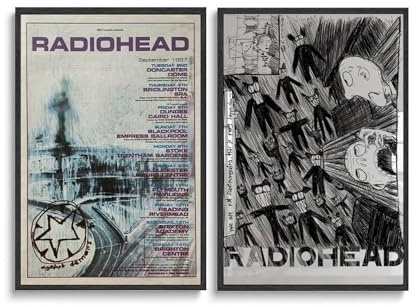 Gufatoo 2 PCS Radiohead Poster Rock Band Music Album Vintage Für Zimmer, Ästhetische Leinwand-Wandkunst, Schlafzimmer-Dekor 16x24inch(40x60cm)