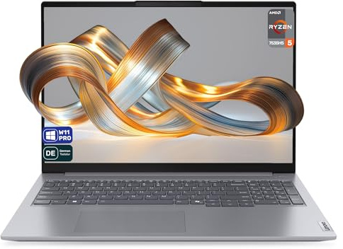 Lenovo ThinkBook 16 G7 ARP Business Laptop, AMD Ryzen 5-7535HS, 64 GB DDR5 RAM, 1 TB PCIe SSD, 16 WUXGA Display, AMD Radeon 660M Graphics, Deutsches Tastatur-Layout, Windows 11 Pro, Arctic Grey