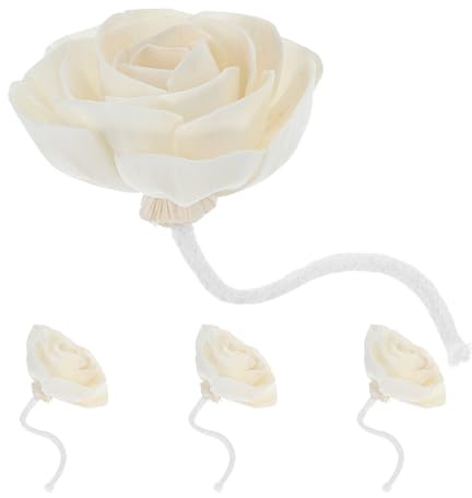 ERINGOGO 4 Piezas Varillas Difusoras sin Fuego con Flores Artificiales de Mechas de Algodón para Aceites Esenciales Recambio para Difusor Aroma Botellas Decorativas