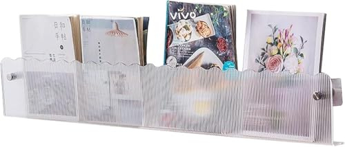 Transparent randigt tidningsställ, bildhäftesställ, platsbesparande förvaringsställ i akryl, ingen hålslagning(100cm(39 3/8))
