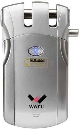 RASTKY Invisible WAFU WF-018 de Seguridad de Cerradura de Puerta Inalámbrica con 4 Llaves Remotas para Puerta Inteligente de Entrada sin Llave Azul+Oro 5, para Casa Villa Oficina (SILVER)