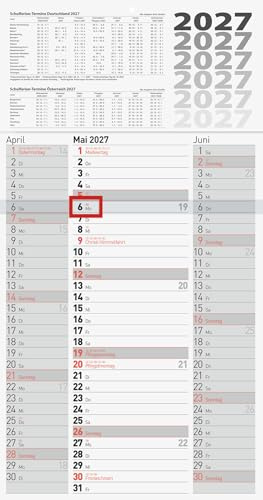 BRUNNEN 3-Monatskalender 2027 | grau, 300×560 mm