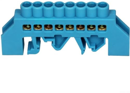 Morsettiere a ponte in rame, marcature blu con design a vite neutra per connessioni stabili e sicure, set da 4 pezzi per installazioni elettriche a filo multiplo (8 fori)