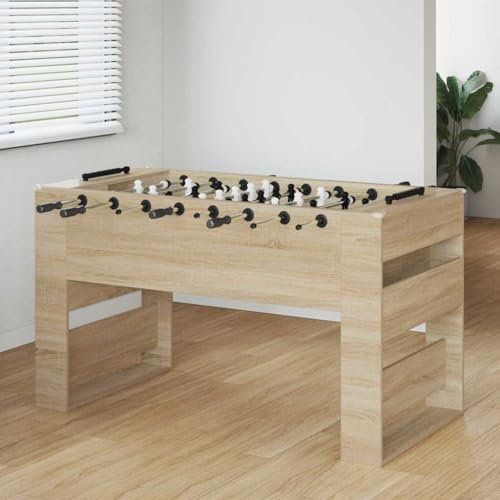 Kicker-Tisch Sonoma-Eiche 146,5 x 74 x 85 cm, Profi Tischkicker mit hohlen Stahlrohren, ergonomische Griffe, Stabiler Spieltisch für Spielzimmer