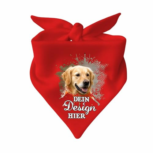 Hunde Dreiecks Halstuch mit deinem Wunschmotiv (rot) (Gr. 2 (68 cm))