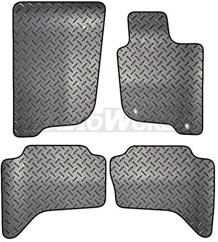 Carsio Rubber 4 Piece Car Mat Set For Mitsubishi L200 2006-2015 with [2 Clips] Tailored Fit Floor Mat Complete Accessory Black Custom Fitted - All Weather & Heavy Duty, Anti-Slip Backing