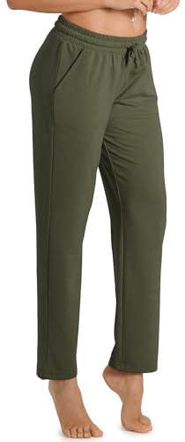 icyzone Pantalón de Chándal para Mujer Suelto con Bolsillos Primavera Verano para Training Running Fitness Gimnasio -S-Ejercito Verde