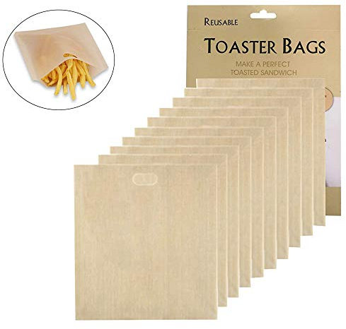 10 piezas Tostada Antiadherente Bolsas Reutilizable de Bocadillo Sándwich Pan Alimentos en Horno Microondas Tostadora Parrilla, ideales para sándwiches de queso a la parrilla Pastelería para pizza