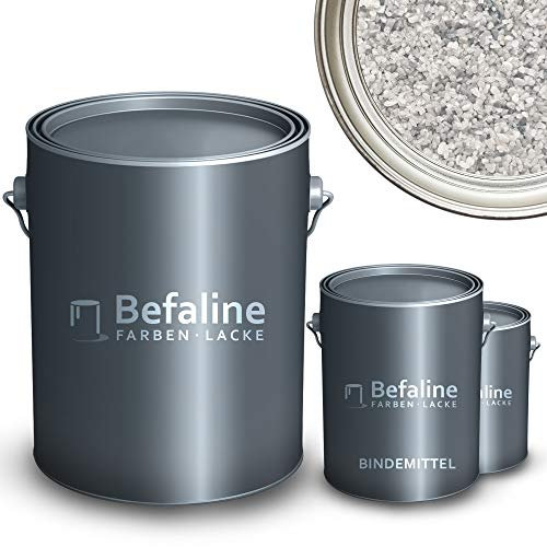 Befaline © BEFA-78 Steinteppich Set bis 2,5qm I 25kg Marmorkies Grigio Bardiglio + 1,5kg Epoxidharz Bodenbeschichtung für Naturstein, Beton, etc. I fugenloser & pflegeleichter Boden für innen & außen