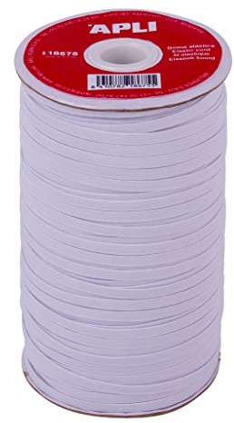 Apli - 18675, Bobina di corda elastica piatta da 5 mm x 100 m, colore bianco, multiuso (ideale per attività artigianali)