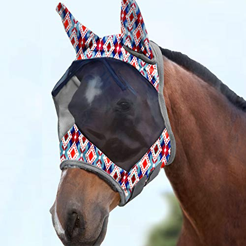 Harrison Howard CareMaster - Maschera da mosche standard con orecchie, protezione UV per cavalli e rombi del tronco (M)