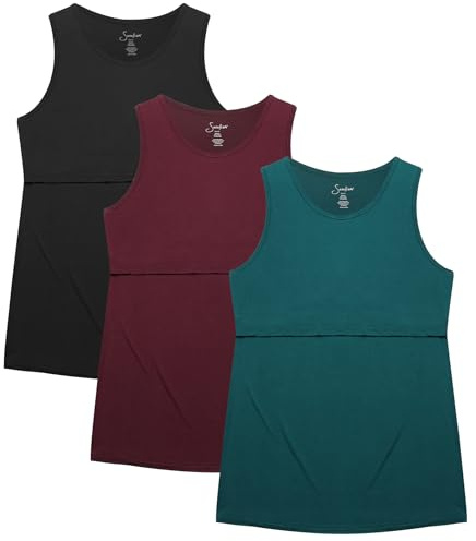 Sosolism 3 Pack Camisetas sin Mangas de Lactancia Mujer Amamantar Camisolas Femeninas Maternidad Tops Embarazo Ropa premamá