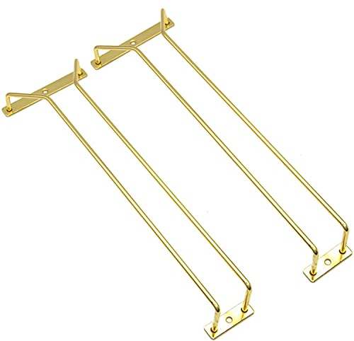 RedDreamer 35,6 cm goldenes Weinglas-Regal, unter dem Schrank, Weinglas-Halter aus Edelstahl, für Stielgläser, für Schrank, Küche, Bar, 2 Stück