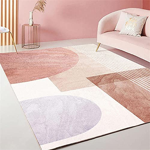 RUGMRZ Teppich Flach Gewebt Salon Auslegware Rosa kurzer Haufen Teppich, Haardesign, bequemer und schöner Mädchen-Teppich Schreibtisch Teppich 200X300cm