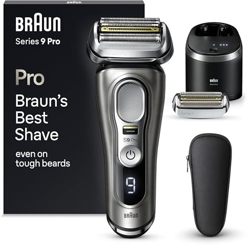 Braun Series 9 Pro Premium Rasierer Herren Elektrisch mit 4+1 Scherkopf, Elektrorasierer und Trimmer, inkl. Scherkopf, 60 Minuten Akkulaufzeit, Wet und Dry Anwendung auf 1, 3 und 7-Tage-Bart, 9465cc