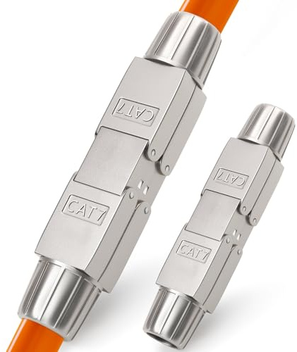 HB-DIGITAL 2x CAT 7 Netzwerkkabel Verbinder LSA werkzeugloser | CAT 7 STP, feldkonfektionierbare Kupplung, Adapter Verlängerung, für LAN Verlegekabel, Ethernet Installationskabel
