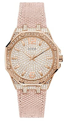 Guess Watches Damen Shimmer Analog Quarzwerk Uhr mit Nylon Armband GW0408L3