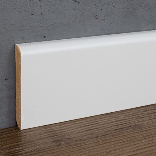 PROVISTON Battiscopa | profilo angolare | 10 x 58 x 2500 mm | MDF laminato | bianco | annuale RAL 9016 | battiscopa classico | 2,5 metri