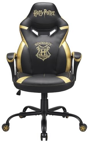 SUBSONIC Harry Potter – gaming-stol Hogwart – kontorsstol för juniorspelare – svart och guld – officiell licens M, SA5573-H5