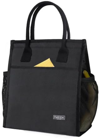 Fmeida Kühltasche klein Lunchtasche Damen Lunchbag Faltbar Isoliertasche Mini Lunchbox Tasche Thermotasche Faltbar Lunchbag für Picknick Schule Reisen Herren Schwarz