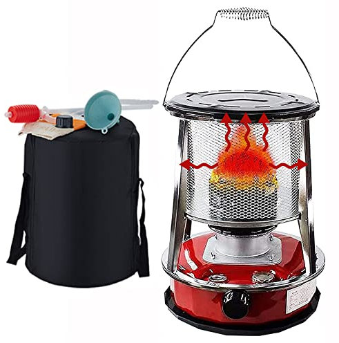 Xrdbfd Tragbarer Petroleumheizung, Petroleumofen Für Innenräume, Winddicht Öl-Paraffin Petroleumofen Heizung, Kerosinkocher Heizer Für Outdoor-Camping, Kochen, Zeltheizung,4.6Lred