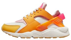 NIKE Sportswear - Sneakers Air Huarache in Pelle, Bianco-Carota-Rosa Cipria (5.5)