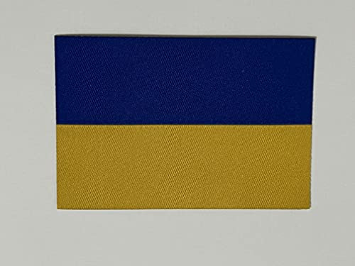 CENTRO RICAMI RICAMIFICIO INDUSTRIALE ITALIANO DAL 1989 Termoadhesivo, micro hilo, amarillo-azul, dimensiones: 5,5 cm de altura x 8 cm de largo