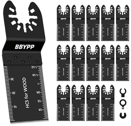 14 Pezzi Lame Multifunzione, Lame Utensile Multifunzione Oscillante 34mm, Attacco Rapido Kit Per Legno Plastica PVC