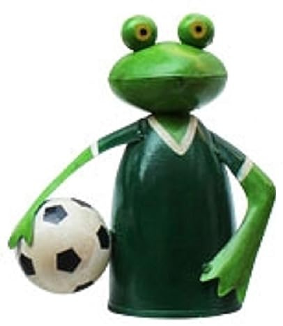 ETC lustiger Zaunhocker Frosch im farbigen Trickot mit Fußball als Fußballfrosch Metall bemalt Auswahl (grün)