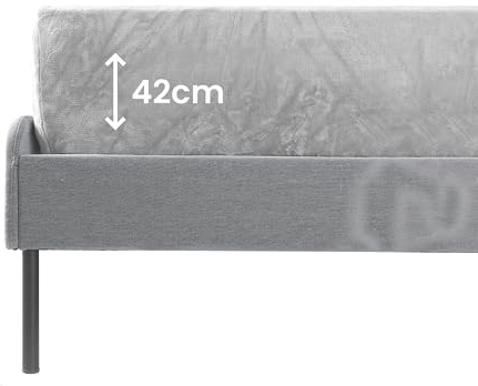 BaSaTex Plüsch Winter Spannbettlaken, 200x220 cm, Grau | 42 cm Steghöhe, Boxspringbett & Wasserbett in Plüsch Flausch Qualität, 100% Polyester