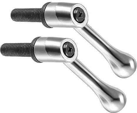 CoCud Klemmhebel Griffe M12x40mm Stecker Gewinde Einstellbar 2 Stück | Schnellspanner Verriegelung Drehend Bolzen Knöpfe Silberton für Drehmaschinen