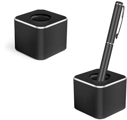 Betinyar 2 Stück Metall-Stiftständer, einzelner Stifthalter für Schreibtisch, schwarzer quadratischer Stifthalter, Stift-Displayständer, Zahnbürstenhalter für Schreibtisch, Büro, Zuhause (Schwarz)