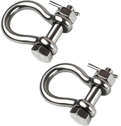 Laorde 316 Stainless Steel Shackle 1/4 Clevis Shackle with 5/16 Bolt Pin Marine Grade Bow Anchor Shackle for Boat, Sailboat, Chain, Rigging Clasp 2 PCS