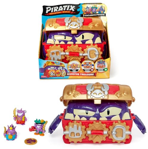 PIRATIX, ADVENTURE WORLD Monster Treasure – skattkista med monster gömd inuti, inkluderar 1 kista, 3 piratix, 1 skatt och 3 tillbehör