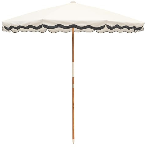 Business & Pleasure Co. Amalfi - Ombrellone da spiaggia in stile boho, con protezione UPF 50+, resistente ai raggi UV e all'acqua, asta in legno da 3,2 cm, adatto per basi per ombrelloni da patio,