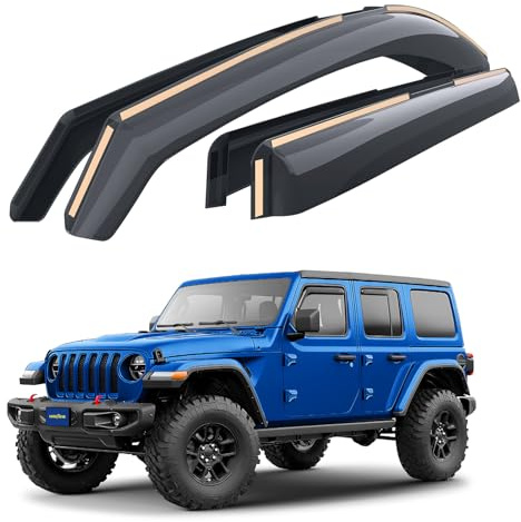 Goodyear Windabweiser für/kompatible mit Jeep Wrangler 18-26 - Kanal 4 St. | Regenabweiser Autofenster Regenschutz Jeep Wrangler IV JL – bruchsicher Polycarbonat, kratzt nicht, wetterfest, frischluft