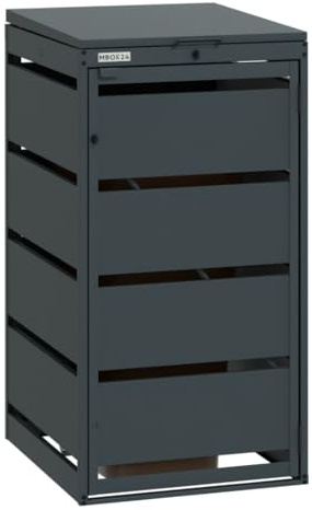 MBOX24 Classic 1er Mülltonnenbox für Mülltonnen bis 120 Liter, aus verzinktem Stahl, 1er Metall Mülltonnenverkleidung in Anthrazit, robust & wetterfest